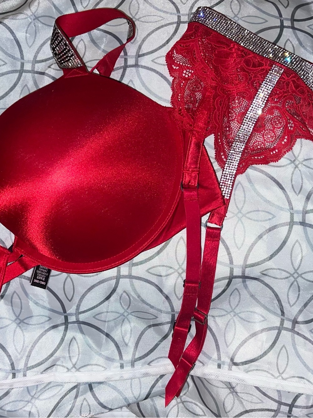 Very Sexy Wicked Unlined Shine Strap Bra + Garter
